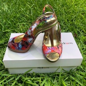 NIB Style & Co Multi Colored Heels Y2K
